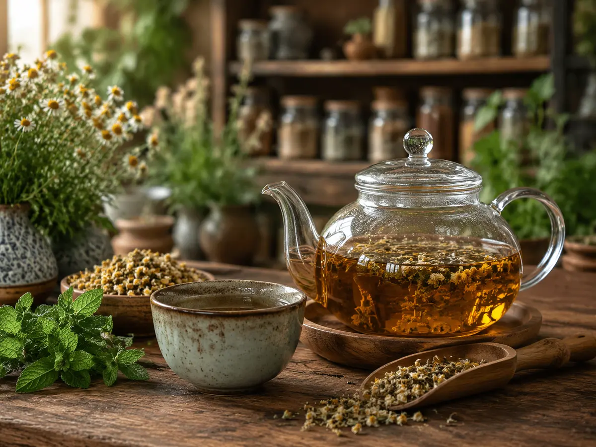 آماده‌سازی واقعی دمنوش گیاهی طبیعی